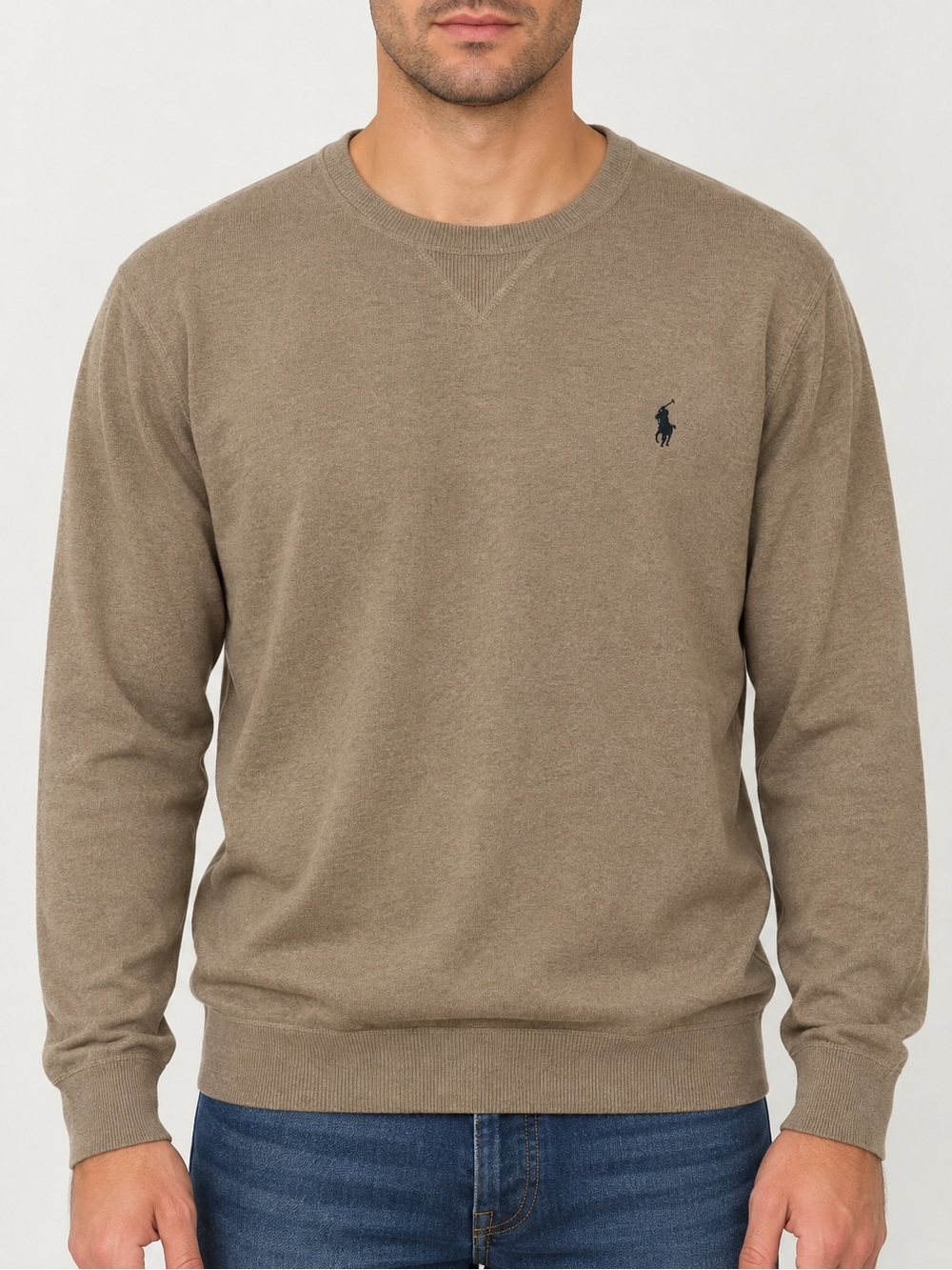 Vintage Polo Ralph Lauren Beige Crewneck Sweater L 25x25 Boxy Fit